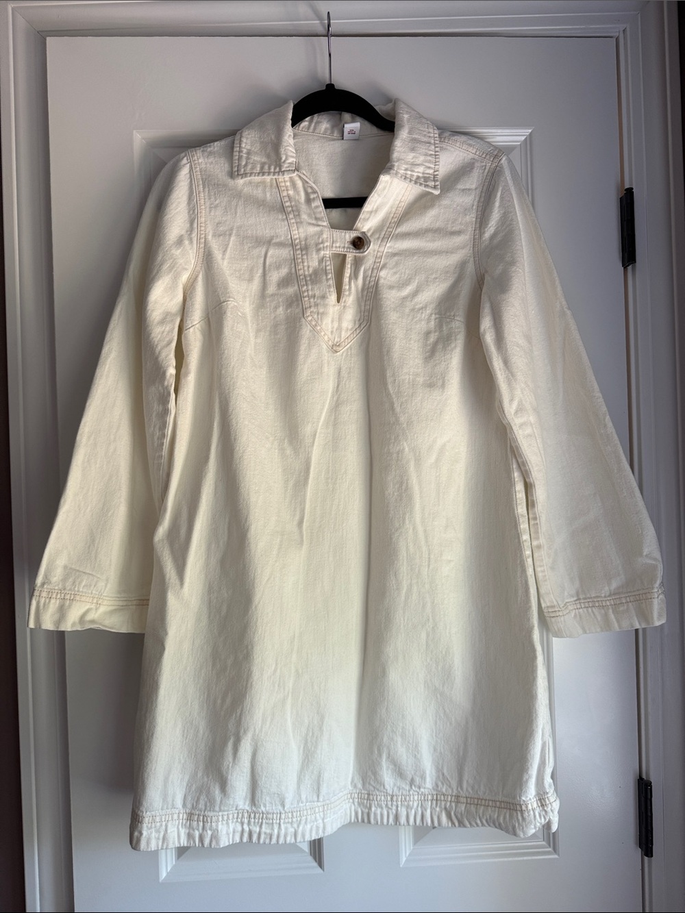 Old Navy Cream Denim Collared Tunic Dress